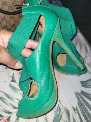 Sandalias Zara Piel Verde Talla 38