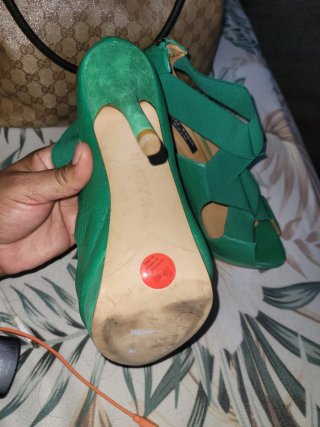 Sandalias Zara Piel Verde Talla 38