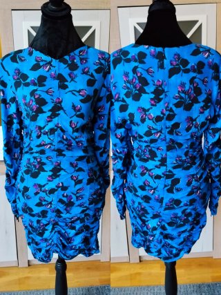 Vestido floral Zara azul y morado Talla L