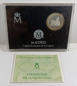 Estuche Moneda Plata 200 Pesetas Madrid 1992