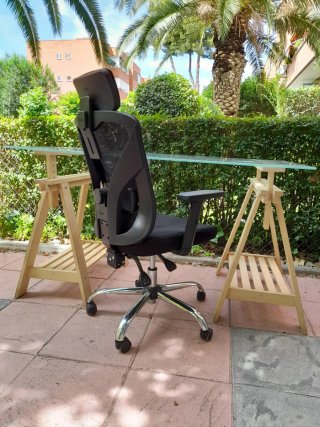 Mesa escritorio Ikea madera y cristal
