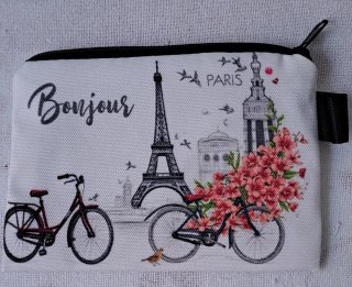Monedero Bolsa Maquillaje París Bonjour Bicicleta