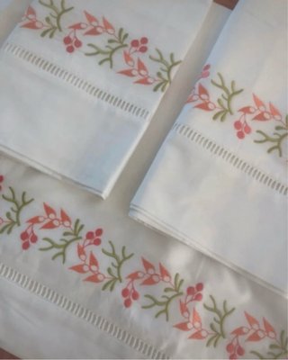 Conjunto Cama Finera Algodão Egípcio Bordado