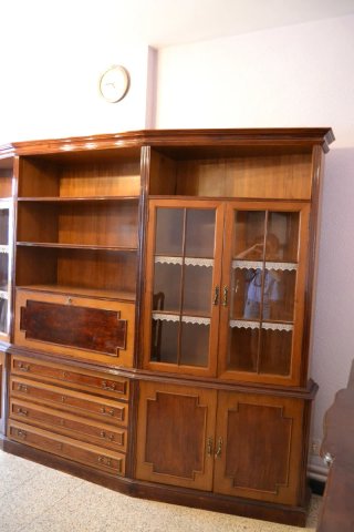 Mueble Boiserie Salón Clásico Madera y Cristal