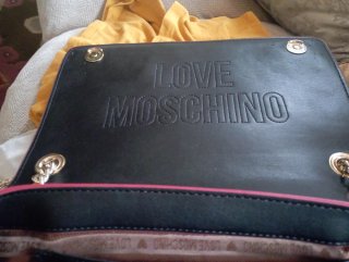Bolso LOVE Moschino Piel Negro y Rosa
