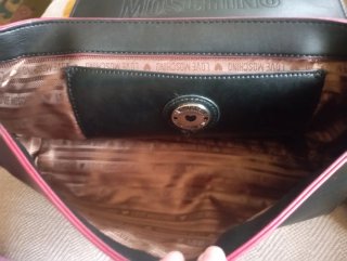 Bolso LOVE Moschino Piel Negro y Rosa