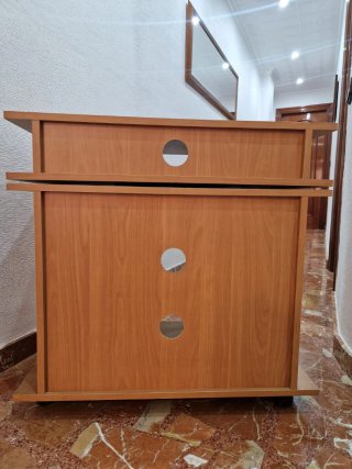 Mueble TV madera y cristal