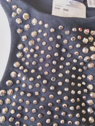 Top H&M Negro Brillante XXS