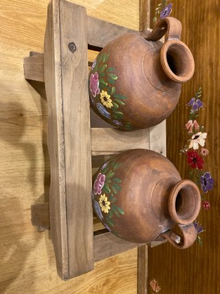 Juego de 2 Cántaros de Barro Decorados