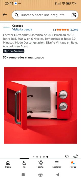 Microondas Cecotec Rojo Retro