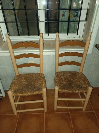 Set di 2 Sedie in Vimini e Legno