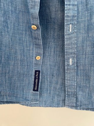 Camisa Abercrombie Cuello Mao Azul