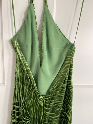 Vestido largo Zara verde terciopelo