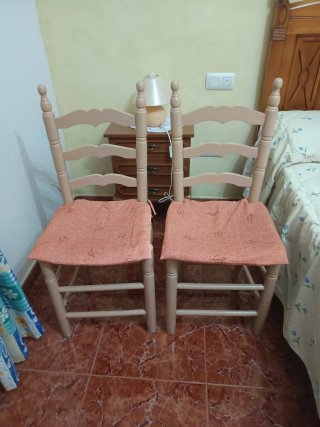 Set di 2 sedie in legno imbottite arancione