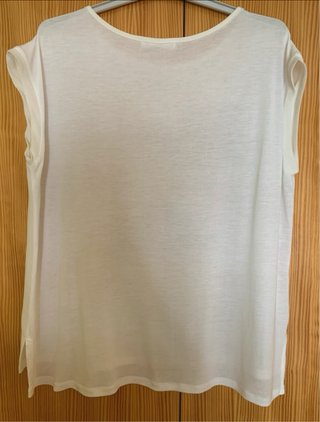 Camiseta Mango Talla 40-42-44 Blanca y Dorada