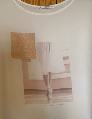 Camiseta Mango Talla 40-42-44 Blanca y Dorada