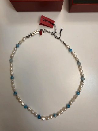 Collana Hugo Boss Uomo Perle Rosa Argento