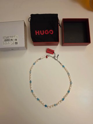 Collana Hugo Boss Uomo Perle Rosa Argento