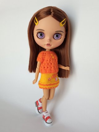 Jersey y falda en naranja y amarillo - Blythe