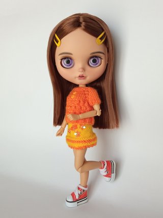 Jersey y falda en naranja y amarillo - Blythe