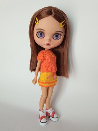 Jersey y falda en naranja y amarillo - Blythe