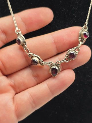 Collana Vintage Argento 5 Pietre Rosse
