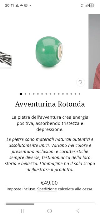 Trollbeads Vetro Verde Avventurina