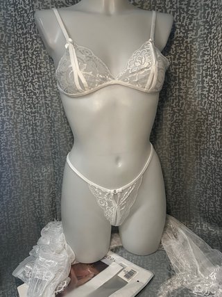 Conjunto Lencería Encaje Blanco Talla Única