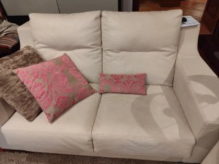 Conjunto Sofás Polipiel 3+2 Plazas Beige/Rosa