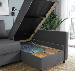 Divano letto grigio in tessuto FRIHETEN