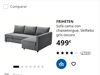 Divano letto grigio in tessuto FRIHETEN