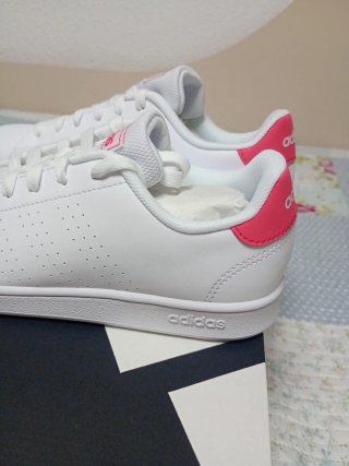 Zapatillas Adidas Advantage K Mujer Blancas Rosas