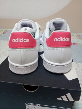 Zapatillas Adidas Advantage K Mujer Blancas Rosas