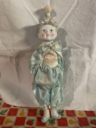 Coppia bambole clown porcellana vintage