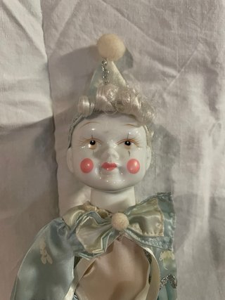 Coppia bambole clown porcellana vintage