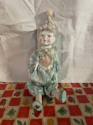 Coppia bambole clown porcellana vintage