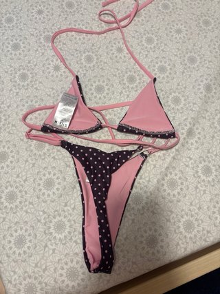 Bikini de lunares marrón y rosa