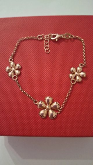 Bracciale Argento 925 Fiori rose lunghezza 19cm
