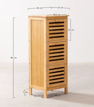 Mueble Sklum estantería bambú baño 35x80cm