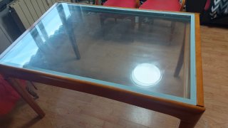 Mesa extensible madera y cristal