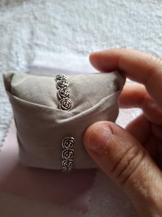 Pulsera esclava plata flores rosas