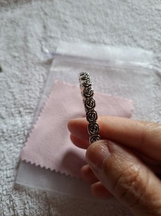 Pulsera esclava plata flores rosas