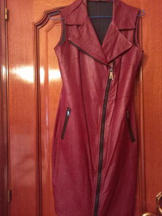 Vestido Rojo Cuello Solapa Cremallera