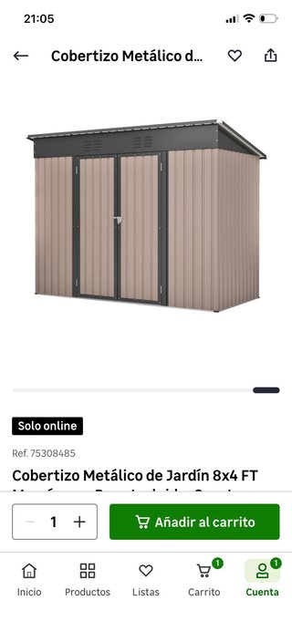 Cobertizo Jardín Metálico Marrón 8x4 FT