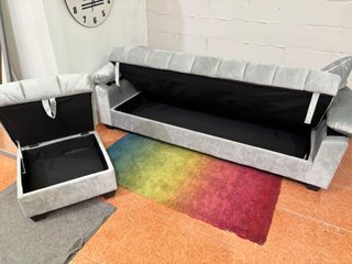 Sofá Cama Gris con Puff y Arcón