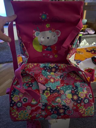 Trona portatil infantil Tuc Tuc oso rosa flores