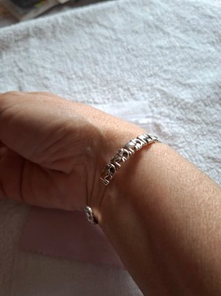 Pulsera Brazalete Elefantes Suerte Plata
