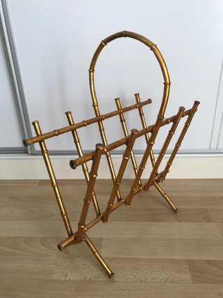 Revistero Vintage Dorado Estilo Bambú