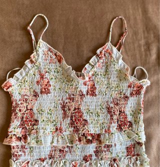 Vestido Zara Fruncido Floral Talla M