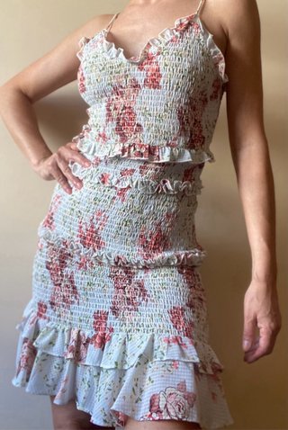 Vestido Zara Fruncido Floral Talla M